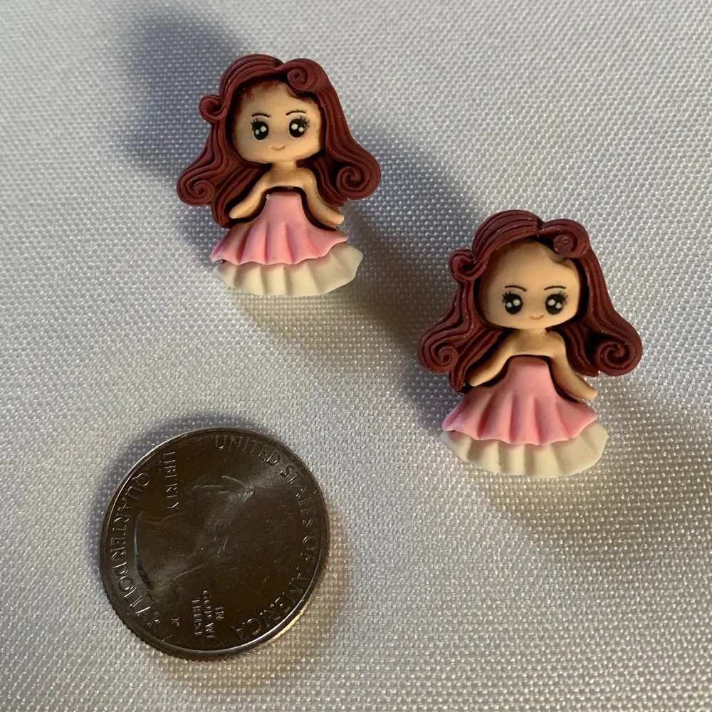 NWT. Handmade Pierced Earrings of Fancy Girls.  For ages 5 and up!